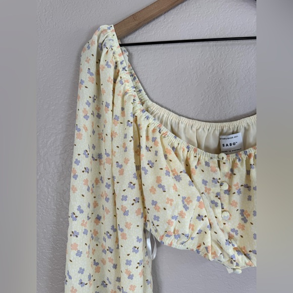 Sabo Skirt Cayenne Long Sleeve Yellow Floral Top size Medium NEW $58 - Picture 6 of 13